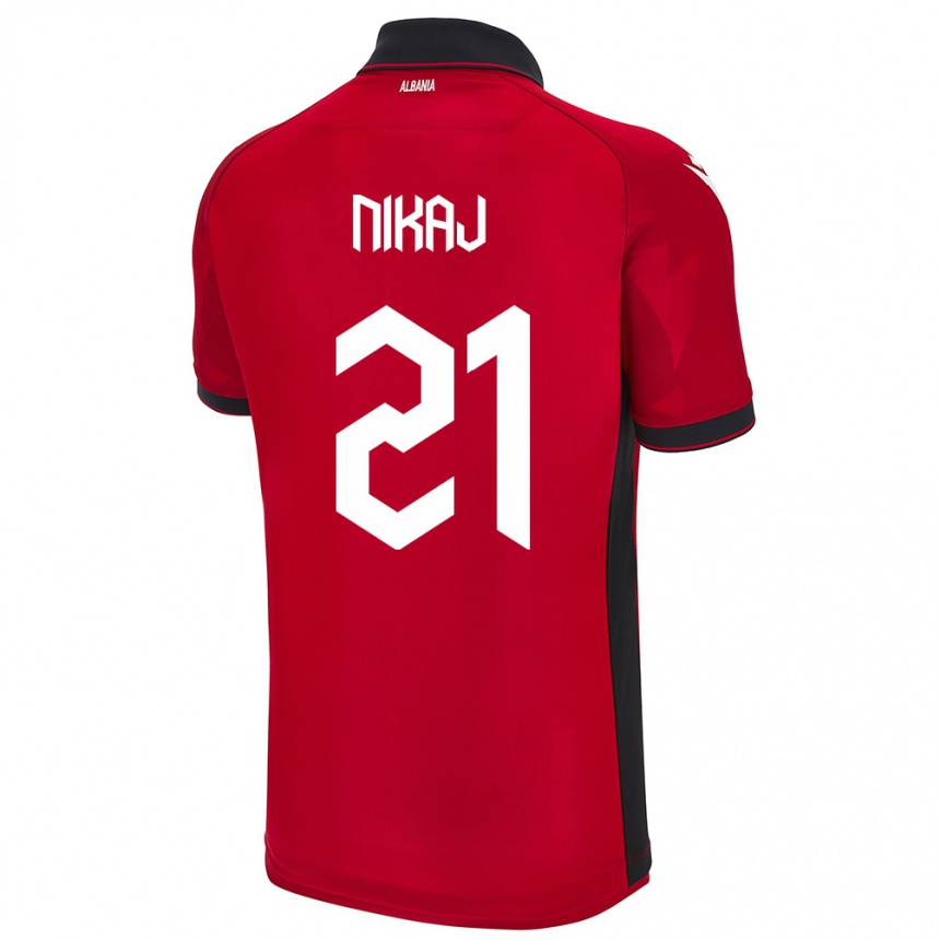 Niño Fútbol Camiseta Albania Ardit Nikaj #21 Rojo 1ª Equipación 24-26