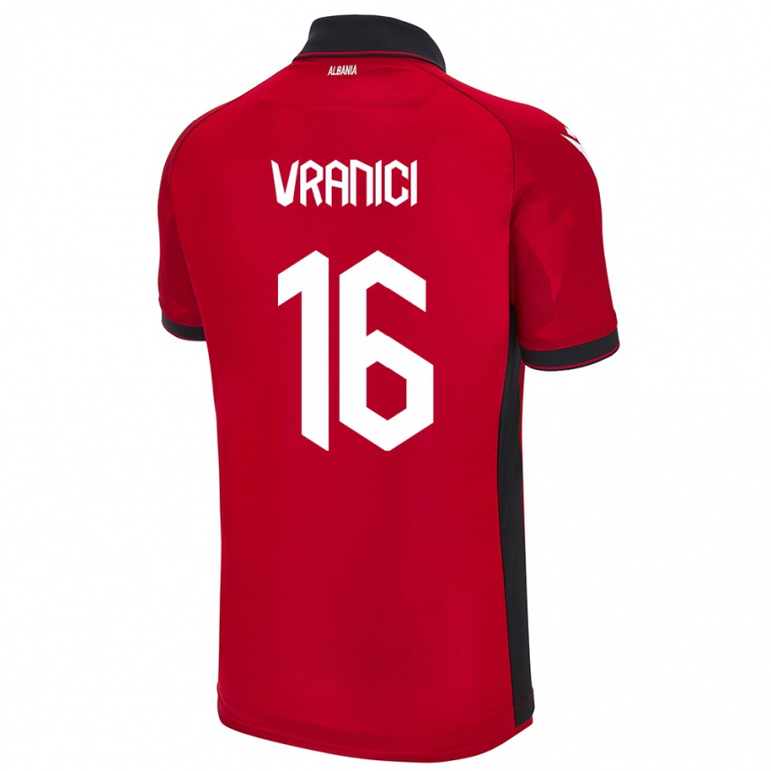 Niño Fútbol Camiseta Albania Dean Vranici #16 Rojo 1ª Equipación 24-26