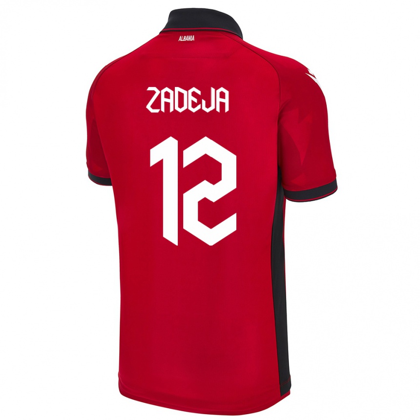 Niño Fútbol Camiseta Albania Darius Zadeja #12 Rojo 1ª Equipación 24-26