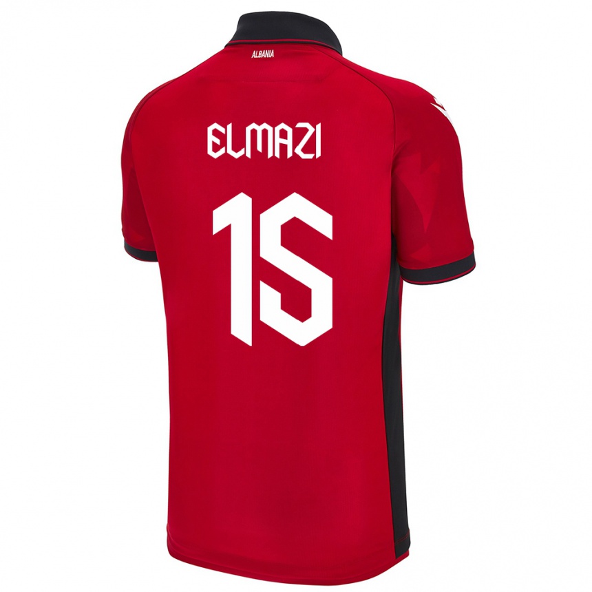 Niño Fútbol Camiseta Albania Enea Elmazi #15 Rojo 1ª Equipación 24-26