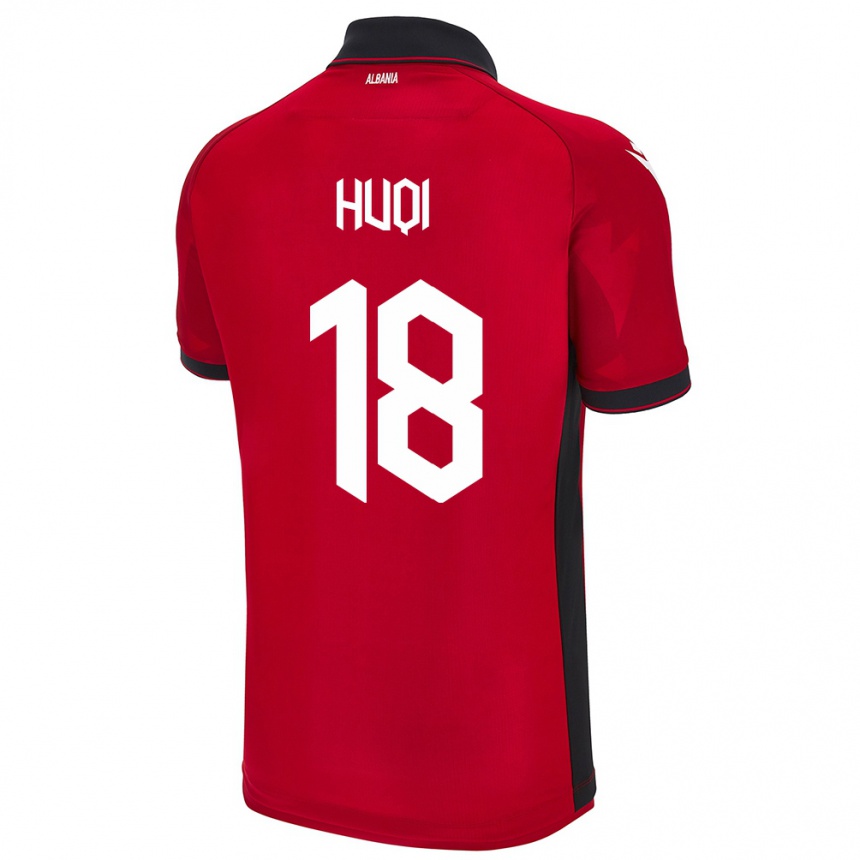 Niño Fútbol Camiseta Albania Mattia Huqi #18 Rojo 1ª Equipación 24-26