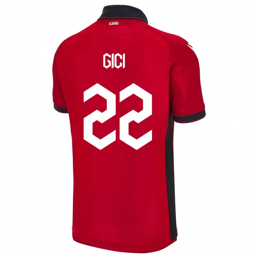 Niño Fútbol Camiseta Albania Matias Gici #22 Rojo 1ª Equipación 24-26