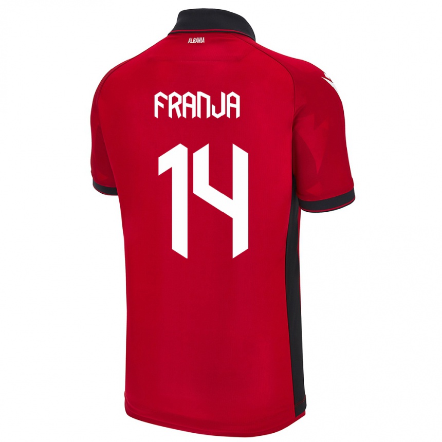 Niño Fútbol Camiseta Albania Ezmiralda Franja #14 Rojo 1ª Equipación 24-26