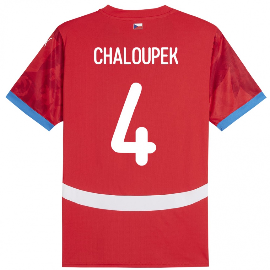 Niño Fútbol Camiseta Chequia Stepan Chaloupek #4 Rojo 1ª Equipación 24-26