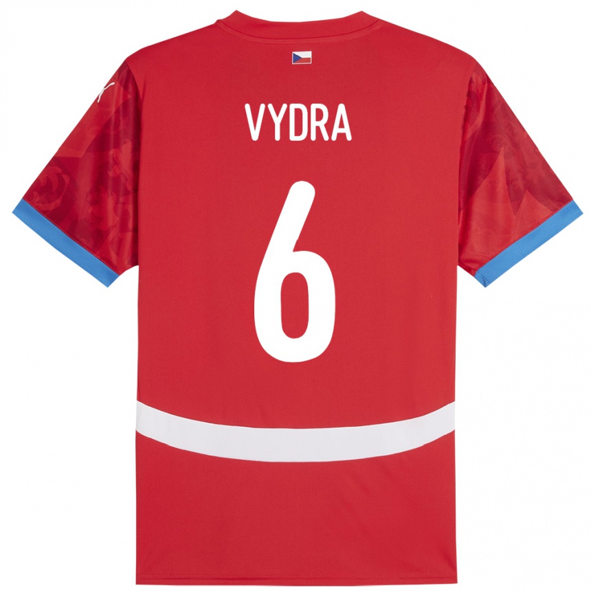 Niño Fútbol Camiseta Chequia Patrik Vydra #6 Rojo 1ª Equipación 24-26