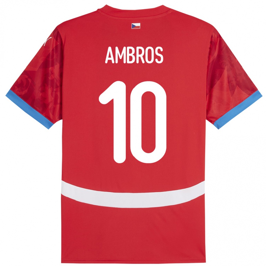 Niño Fútbol Camiseta Chequia Lukas Ambros #10 Rojo 1ª Equipación 24-26