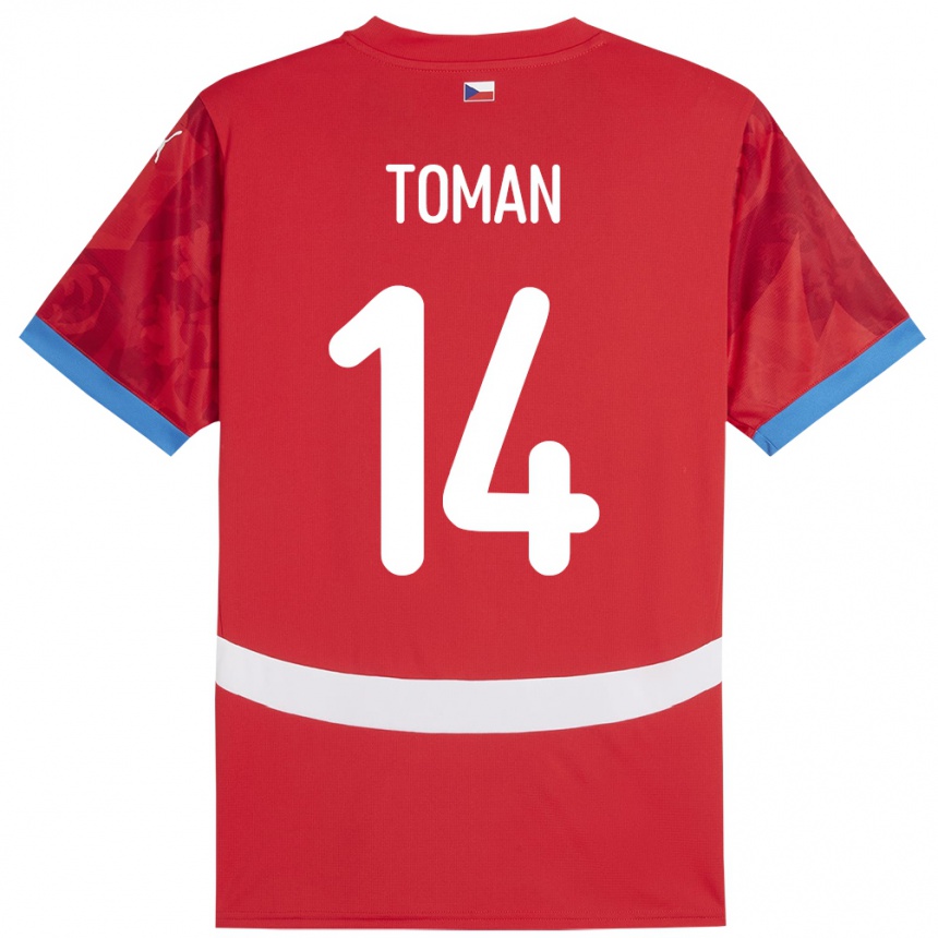 Niño Fútbol Camiseta Chequia Zdenek Toman #14 Rojo 1ª Equipación 24-26