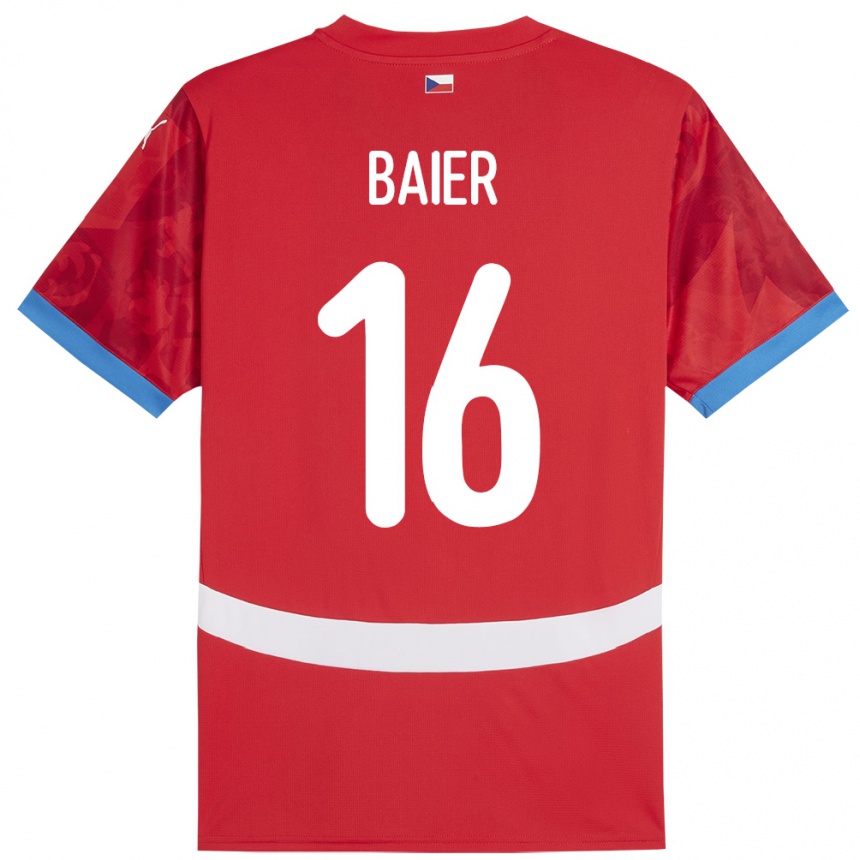 Niño Fútbol Camiseta Chequia Viktor Baier #16 Rojo 1ª Equipación 24-26