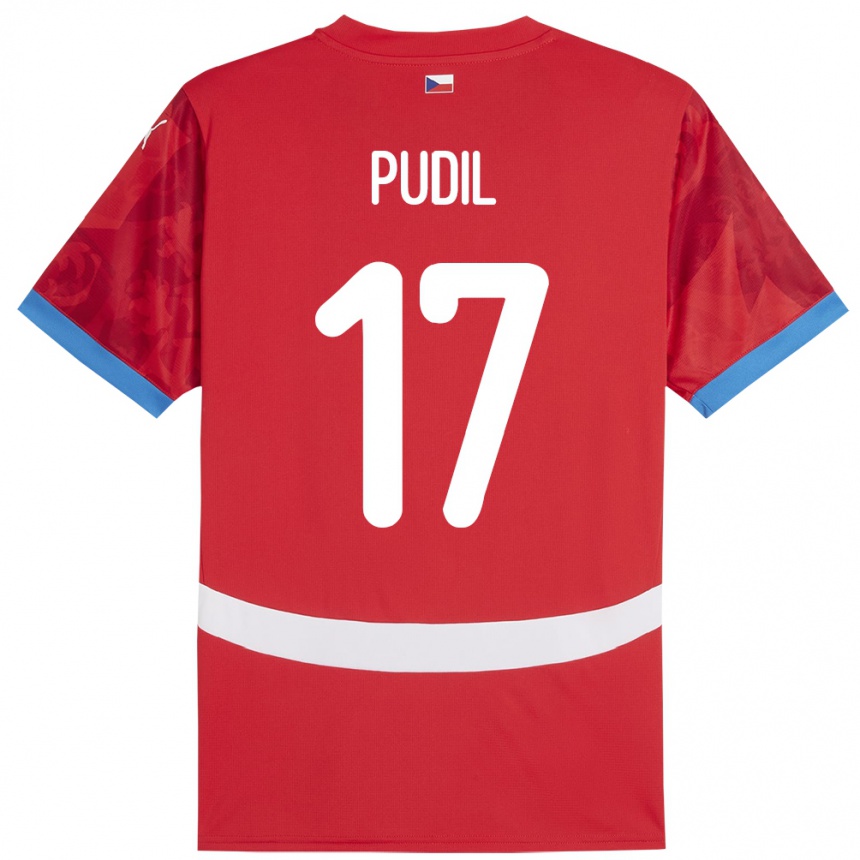 Niño Fútbol Camiseta Chequia Milos Pudil #17 Rojo 1ª Equipación 24-26