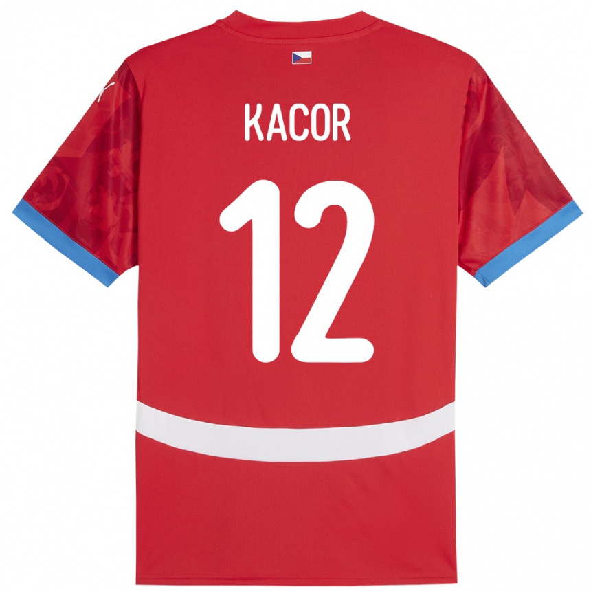 Niño Fútbol Camiseta Chequia Pavel Kacor #12 Rojo 1ª Equipación 24-26