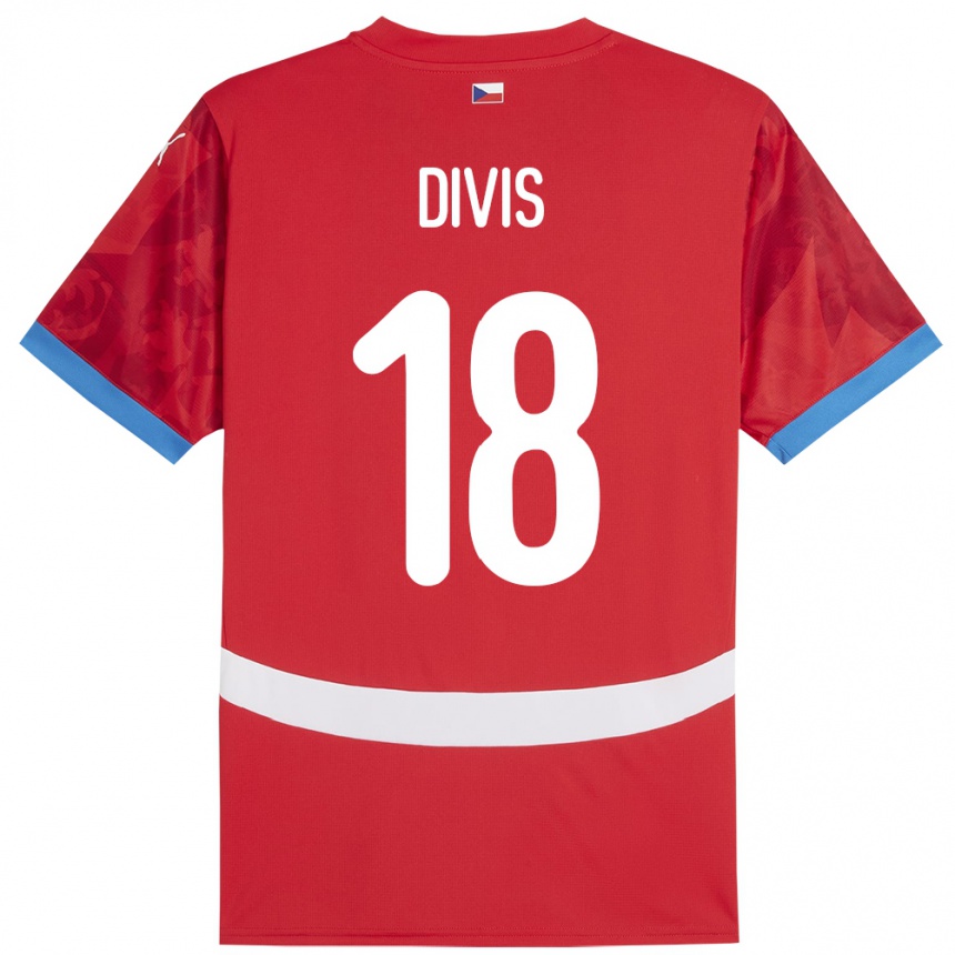 Niño Fútbol Camiseta Chequia Matej Divis #18 Rojo 1ª Equipación 24-26