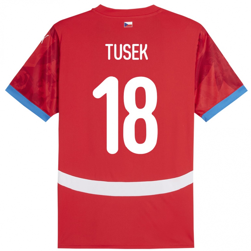 Niño Fútbol Camiseta Chequia Adam Tusek #18 Rojo 1ª Equipación 24-26