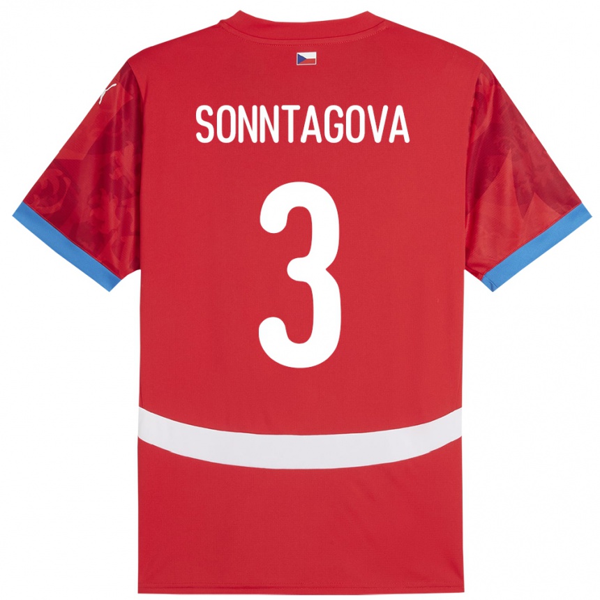 Niño Fútbol Camiseta Chequia Eliška Sonntagová #3 Rojo 1ª Equipación 24-26