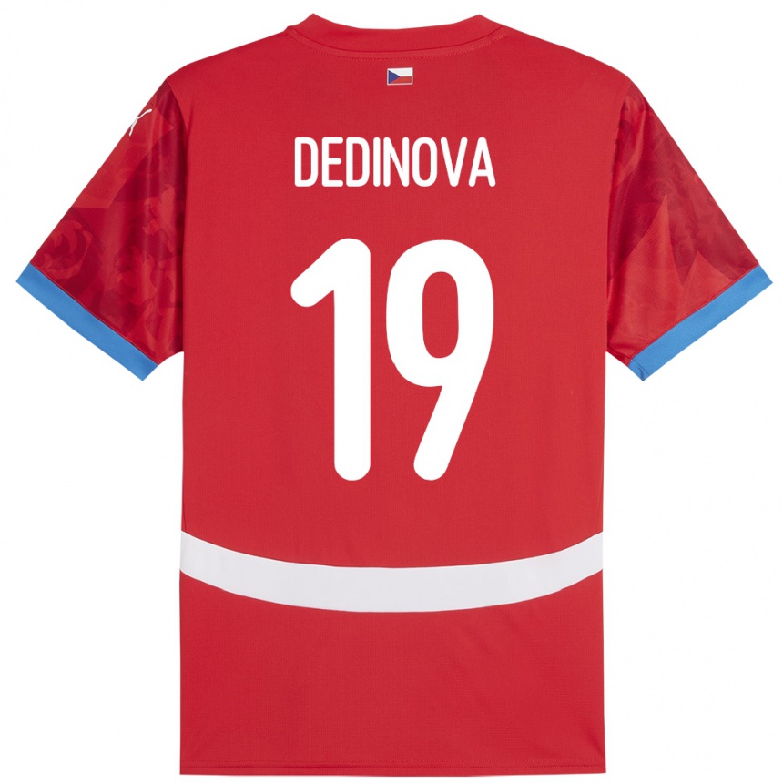 Niño Fútbol Camiseta Chequia Aneta Dědinová #19 Rojo 1ª Equipación 24-26