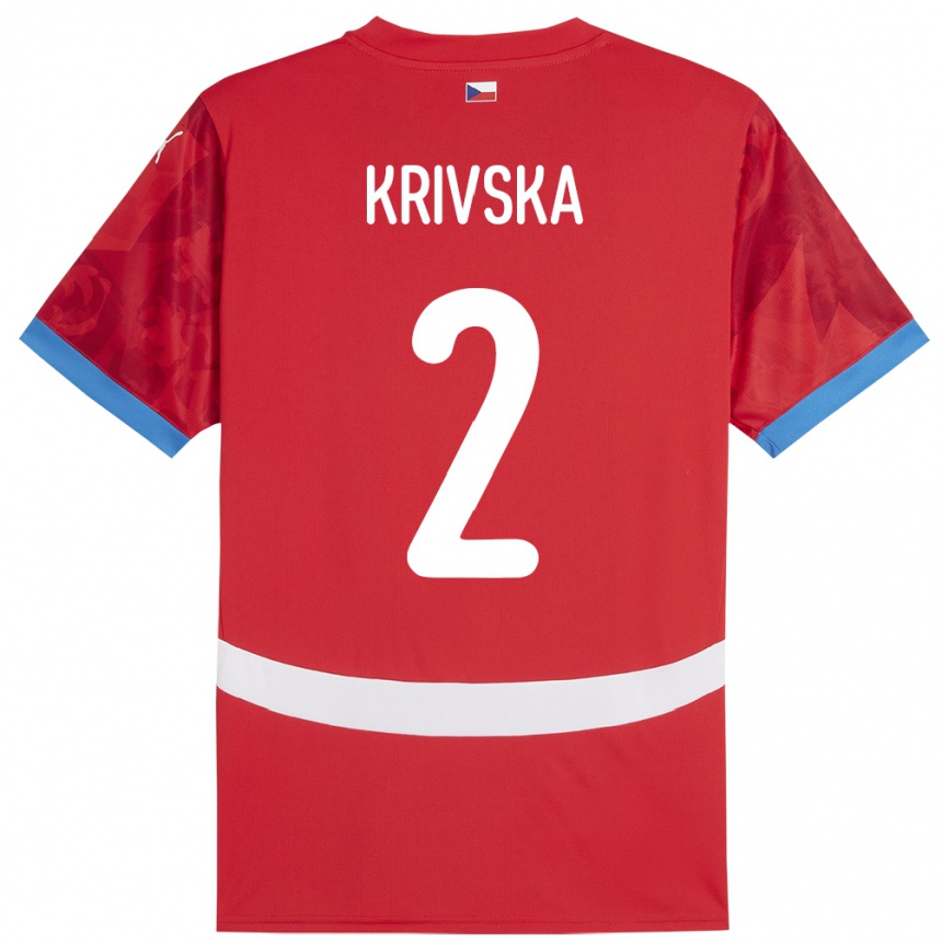 Niño Fútbol Camiseta Chequia Karolína Křivská #2 Rojo 1ª Equipación 24-26