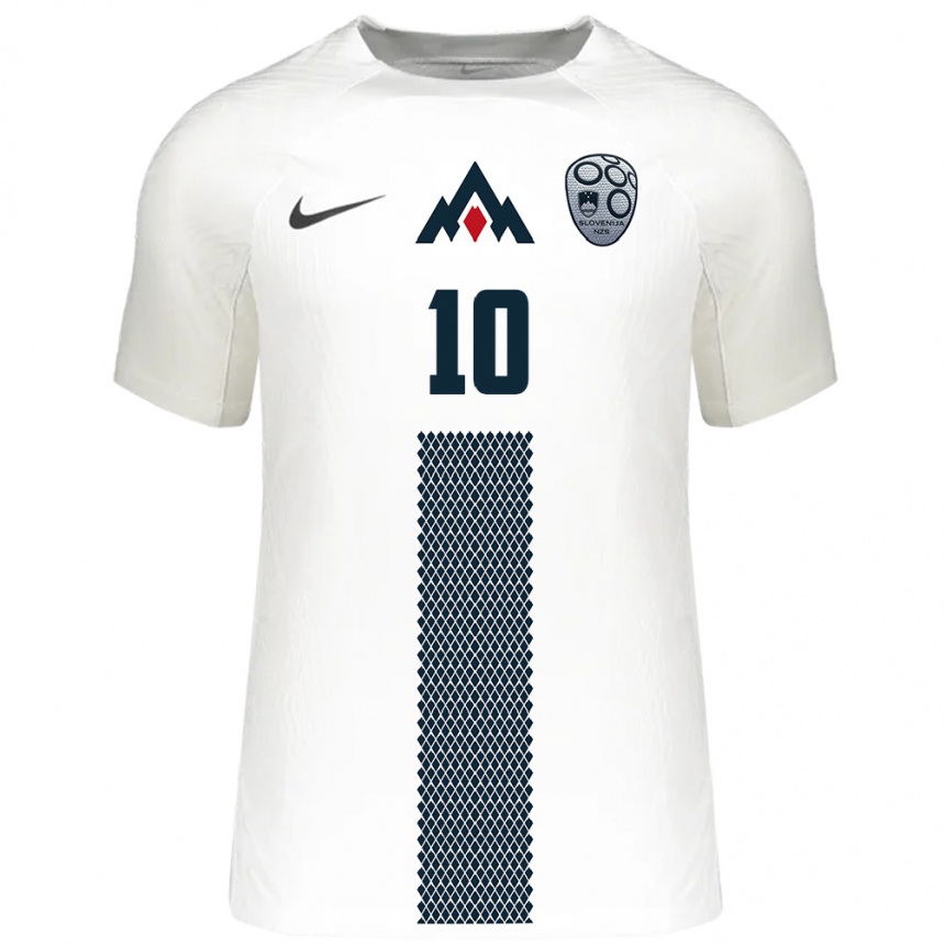 Niño Fútbol Camiseta Eslovenia Timi Max Elsnik #10 Blanco 1ª Equipación 24-26