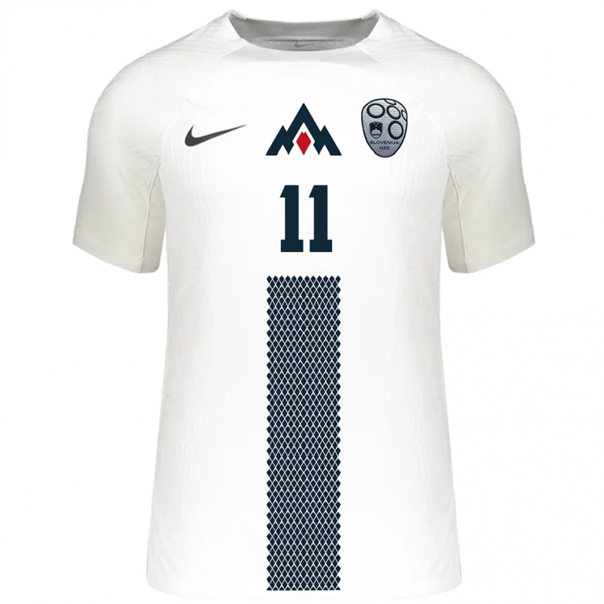 Niño Fútbol Camiseta Eslovenia Mateo Acimovic #11 Blanco 1ª Equipación 24-26