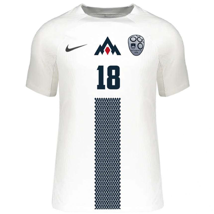 Niño Fútbol Camiseta Eslovenia Manja Rogan #18 Blanco 1ª Equipación 24-26