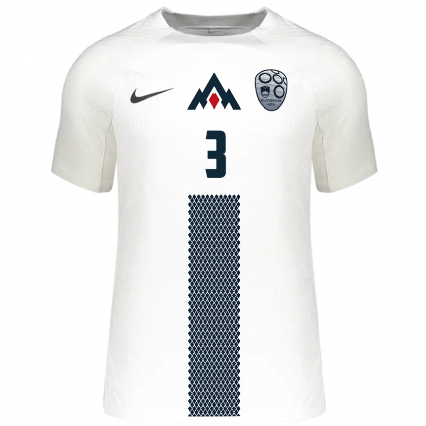 Niño Fútbol Camiseta Eslovenia Jure Balkovec #3 Blanco 1ª Equipación 24-26