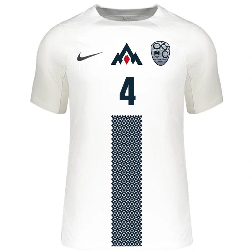 Niño Fútbol Camiseta Eslovenia Viktor Bozic #4 Blanco 1ª Equipación 24-26