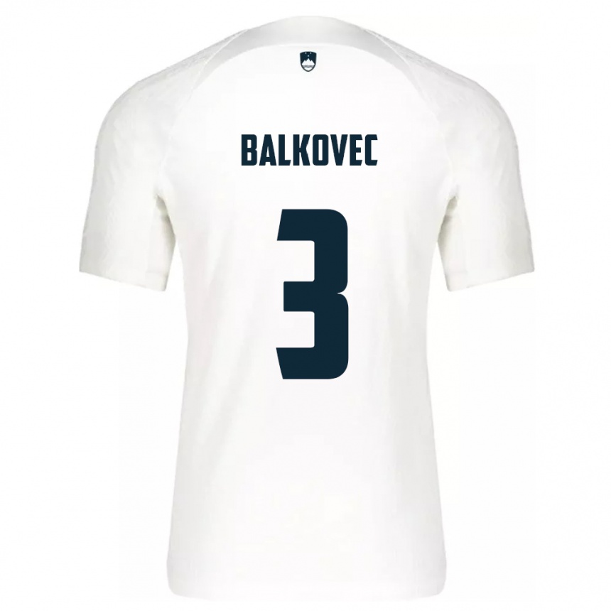 Niño Fútbol Camiseta Eslovenia Jure Balkovec #3 Blanco 1ª Equipación 24-26