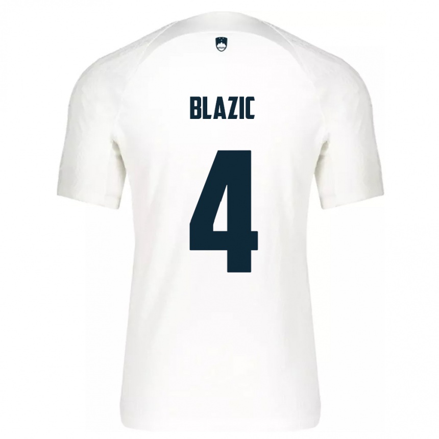 Niño Fútbol Camiseta Eslovenia Miha Blazic #4 Blanco 1ª Equipación 24-26