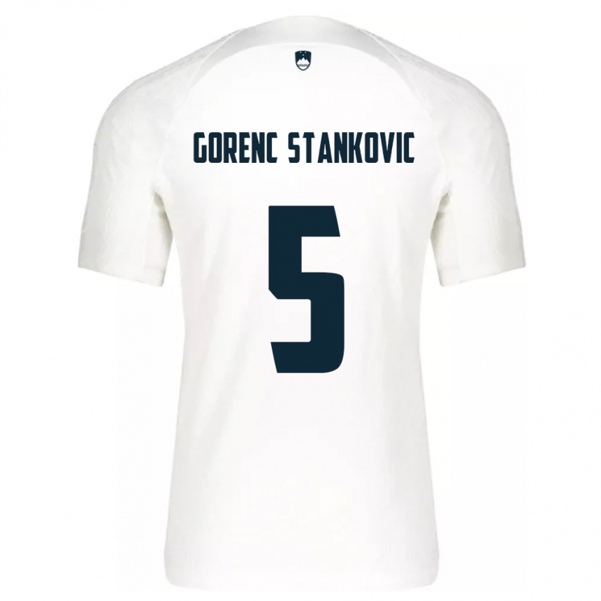 Niño Fútbol Camiseta Eslovenia Jon Gorenc Stankovic #5 Blanco 1ª Equipación 24-26