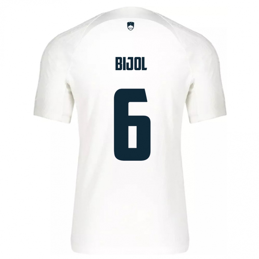 Niño Fútbol Camiseta Eslovenia Jaka Bijol #6 Blanco 1ª Equipación 24-26