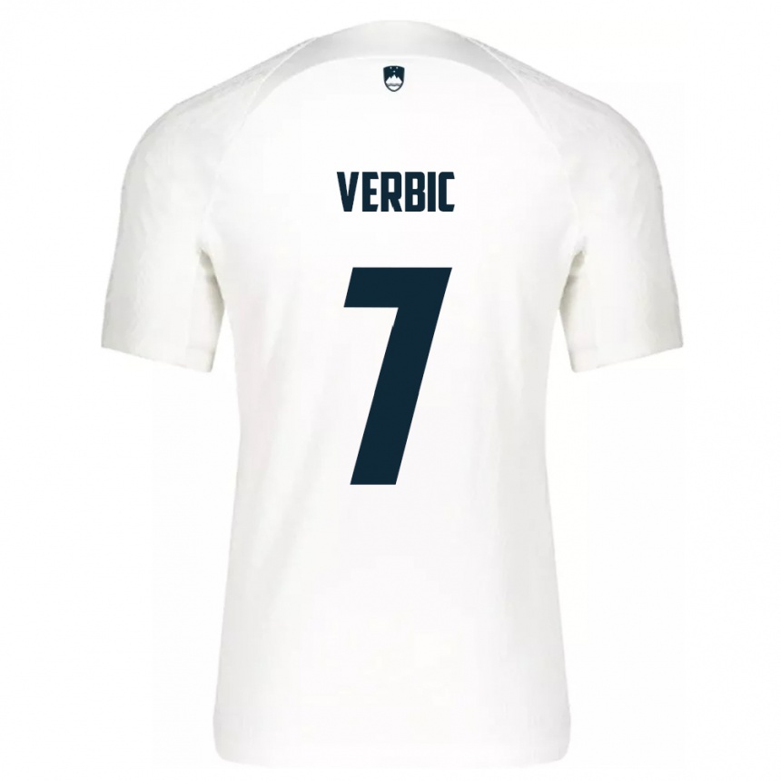 Niño Fútbol Camiseta Eslovenia Benjamin Verbic #7 Blanco 1ª Equipación 24-26