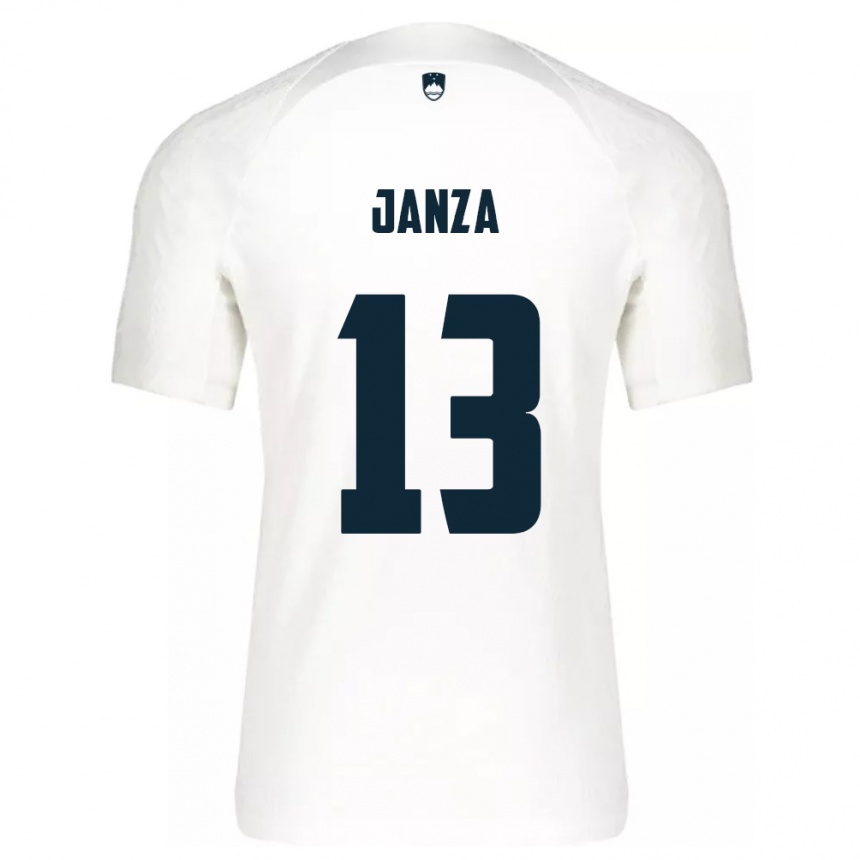 Niño Fútbol Camiseta Eslovenia Erik Janza #13 Blanco 1ª Equipación 24-26