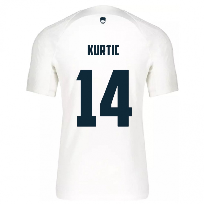 Niño Fútbol Camiseta Eslovenia Jasmin Kurtic #14 Blanco 1ª Equipación 24-26