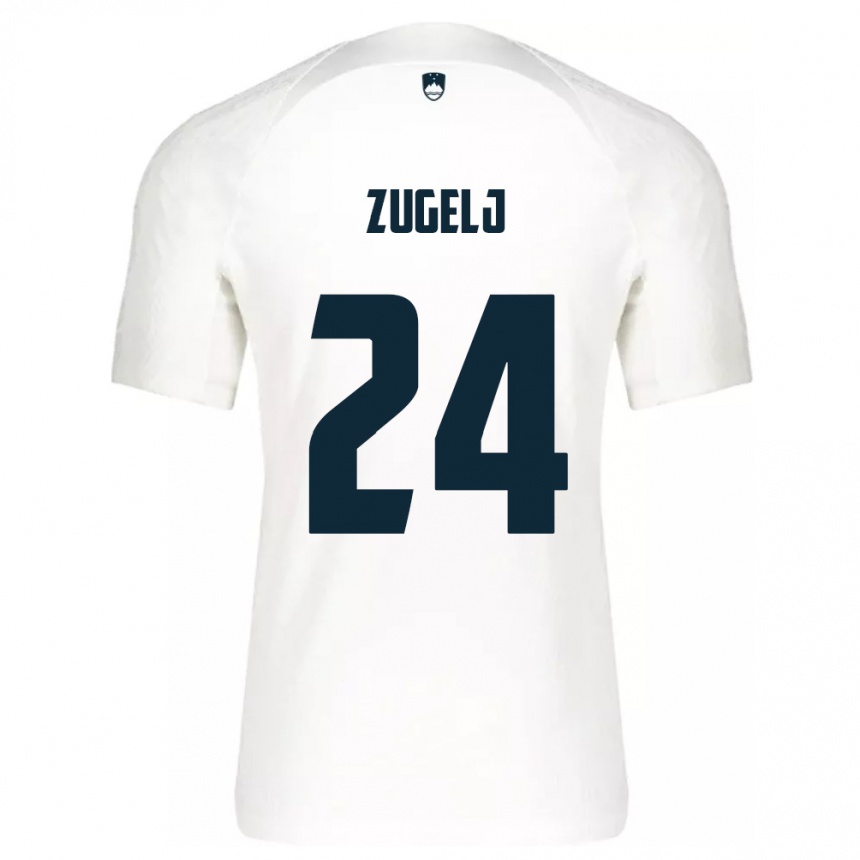 Niño Fútbol Camiseta Eslovenia Nino Zugelj #24 Blanco 1ª Equipación 24-26