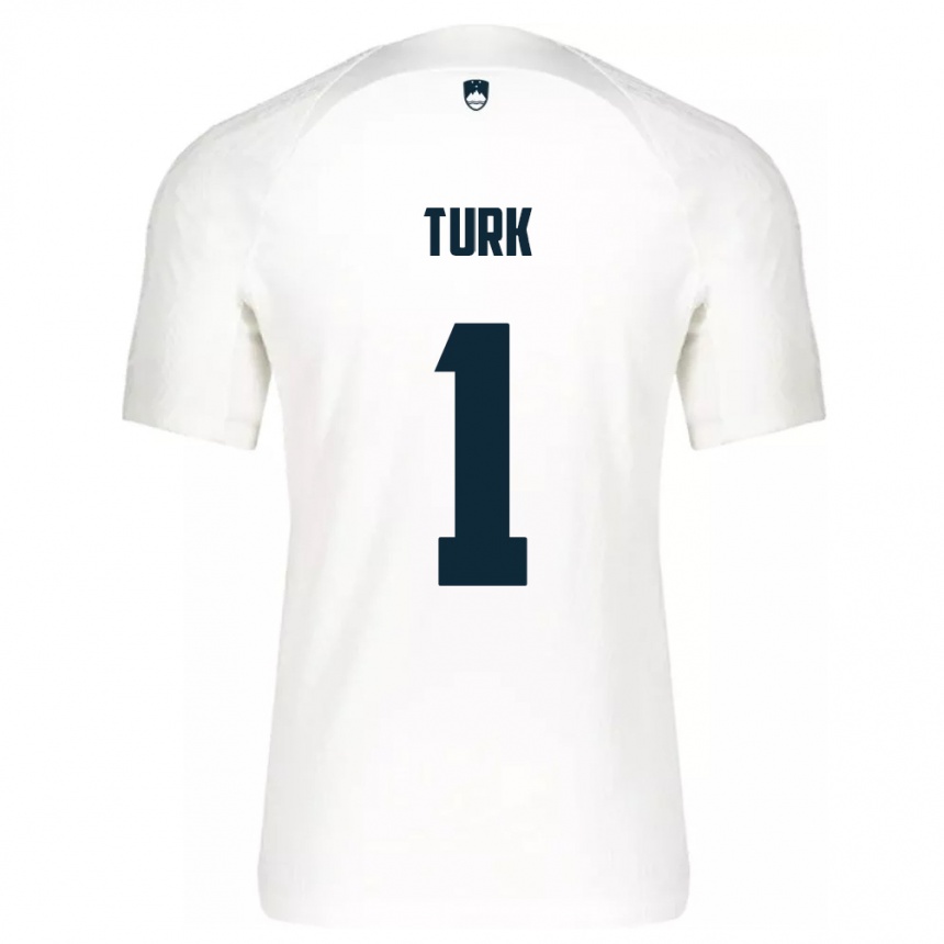 Niño Fútbol Camiseta Eslovenia Martin Turk #1 Blanco 1ª Equipación 24-26