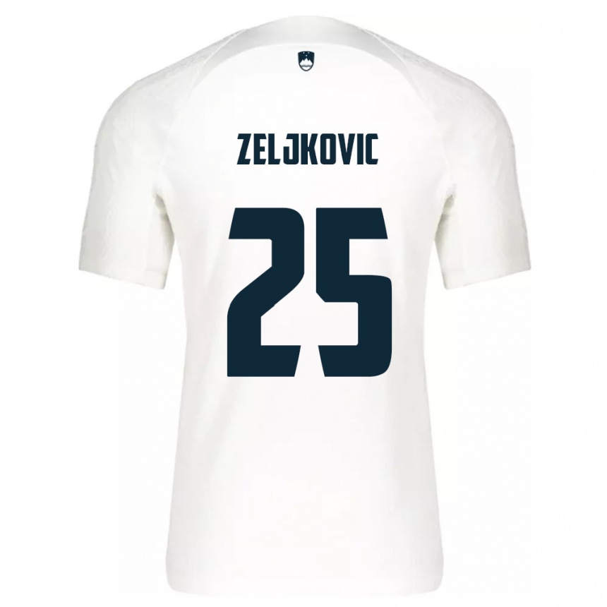 Niño Fútbol Camiseta Eslovenia Adrian Zeljkovic #25 Blanco 1ª Equipación 24-26