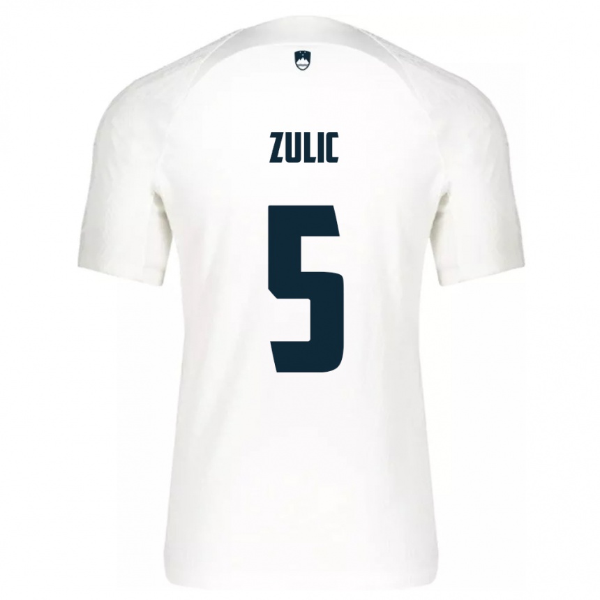 Niño Fútbol Camiseta Eslovenia Anel Zulic #5 Blanco 1ª Equipación 24-26