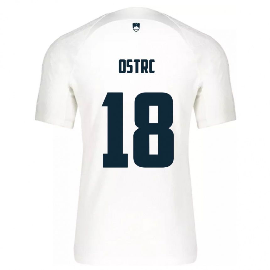 Niño Fútbol Camiseta Eslovenia Enrik Ostrc #18 Blanco 1ª Equipación 24-26