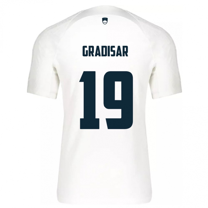 Niño Fútbol Camiseta Eslovenia Nejc Gradisar #19 Blanco 1ª Equipación 24-26