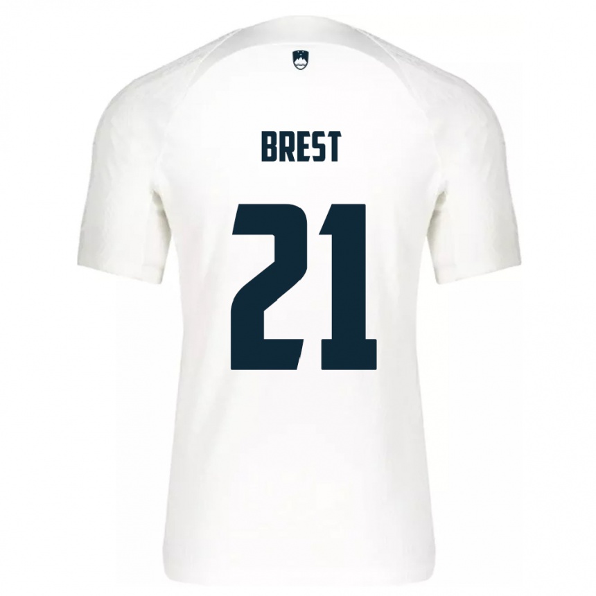 Niño Fútbol Camiseta Eslovenia Marko Brest #21 Blanco 1ª Equipación 24-26