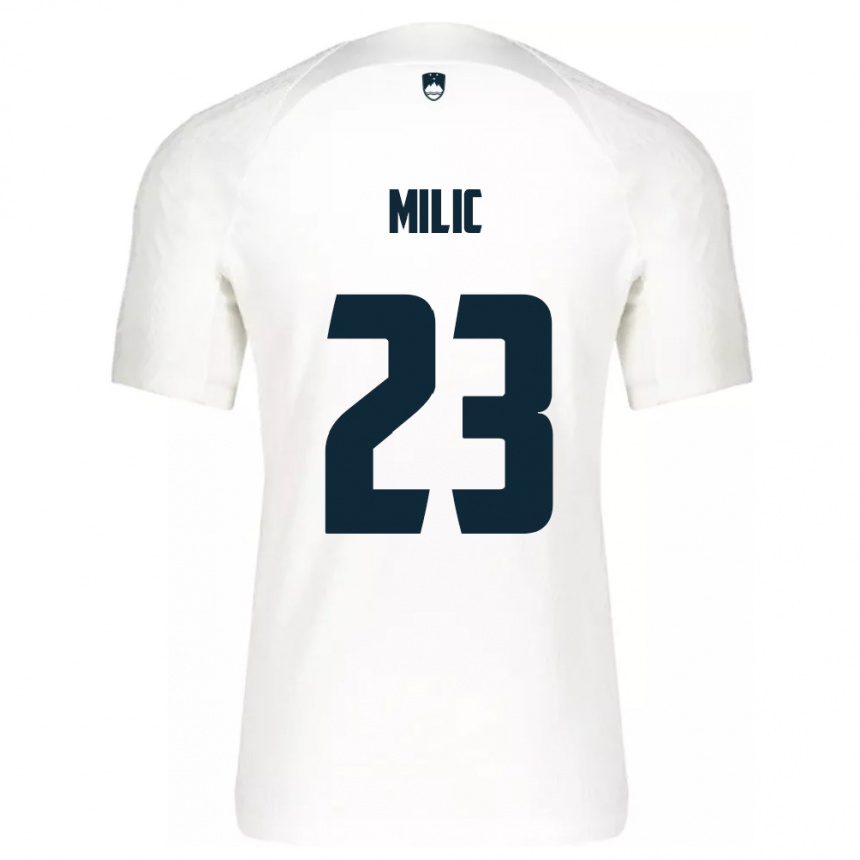 Niño Fútbol Camiseta Eslovenia Nino Milic #23 Blanco 1ª Equipación 24-26