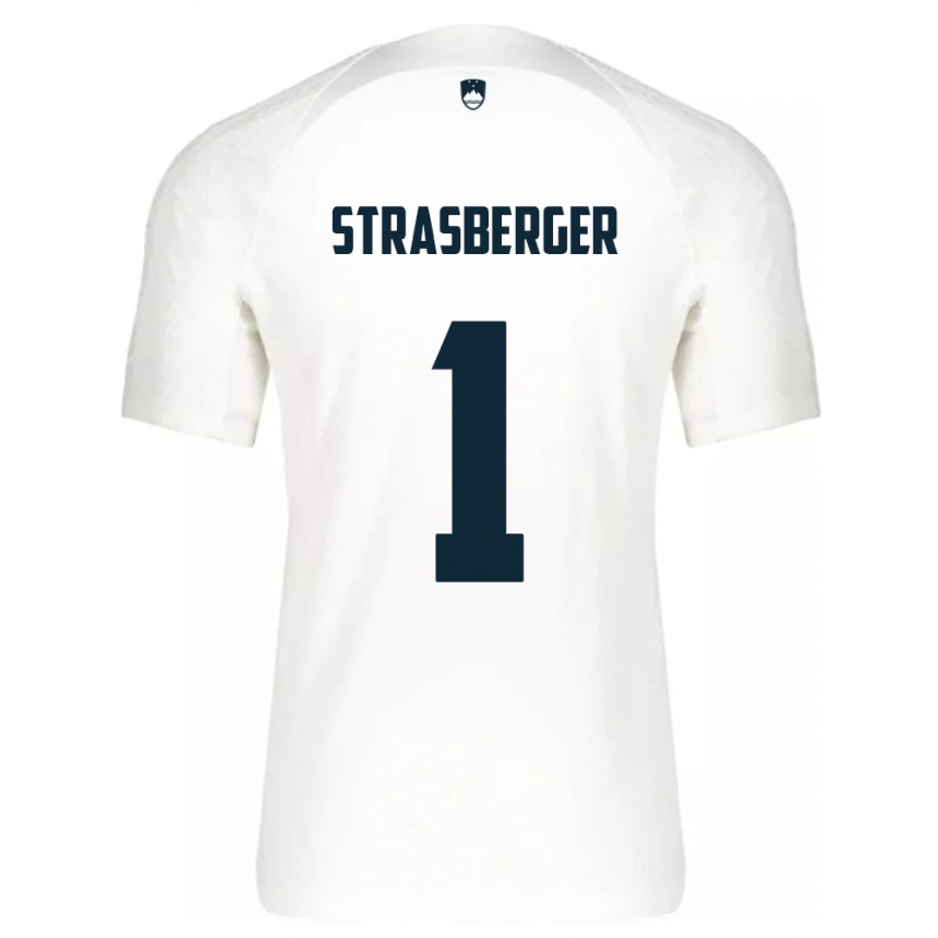 Niño Fútbol Camiseta Eslovenia Tim Strasberger #1 Blanco 1ª Equipación 24-26