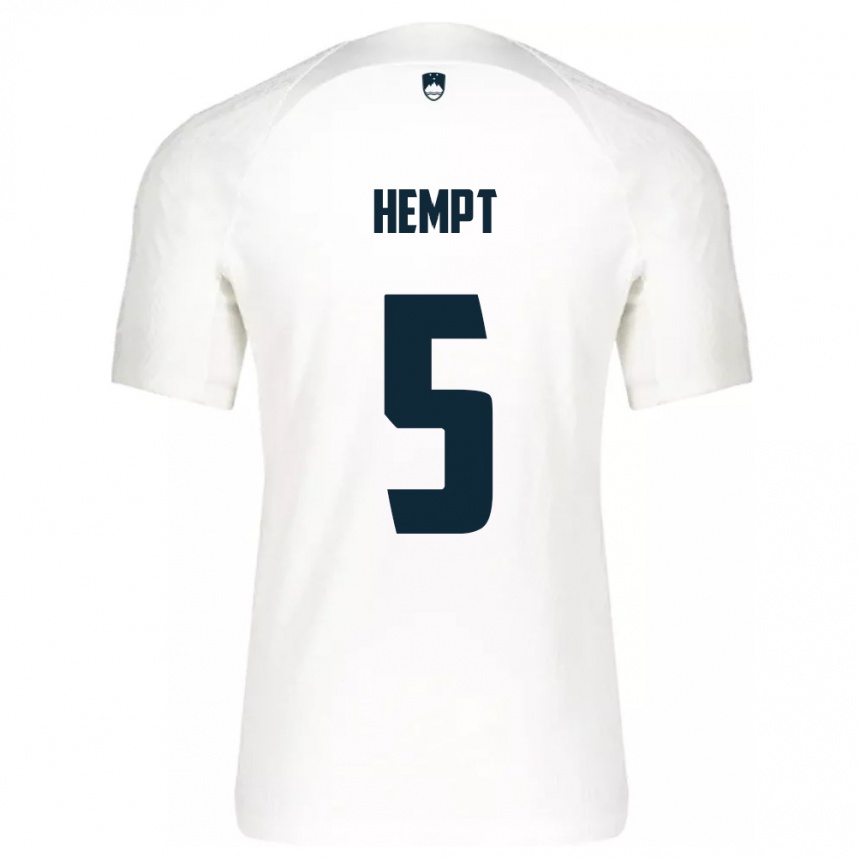 Niño Fútbol Camiseta Eslovenia Lukas Hempt #5 Blanco 1ª Equipación 24-26