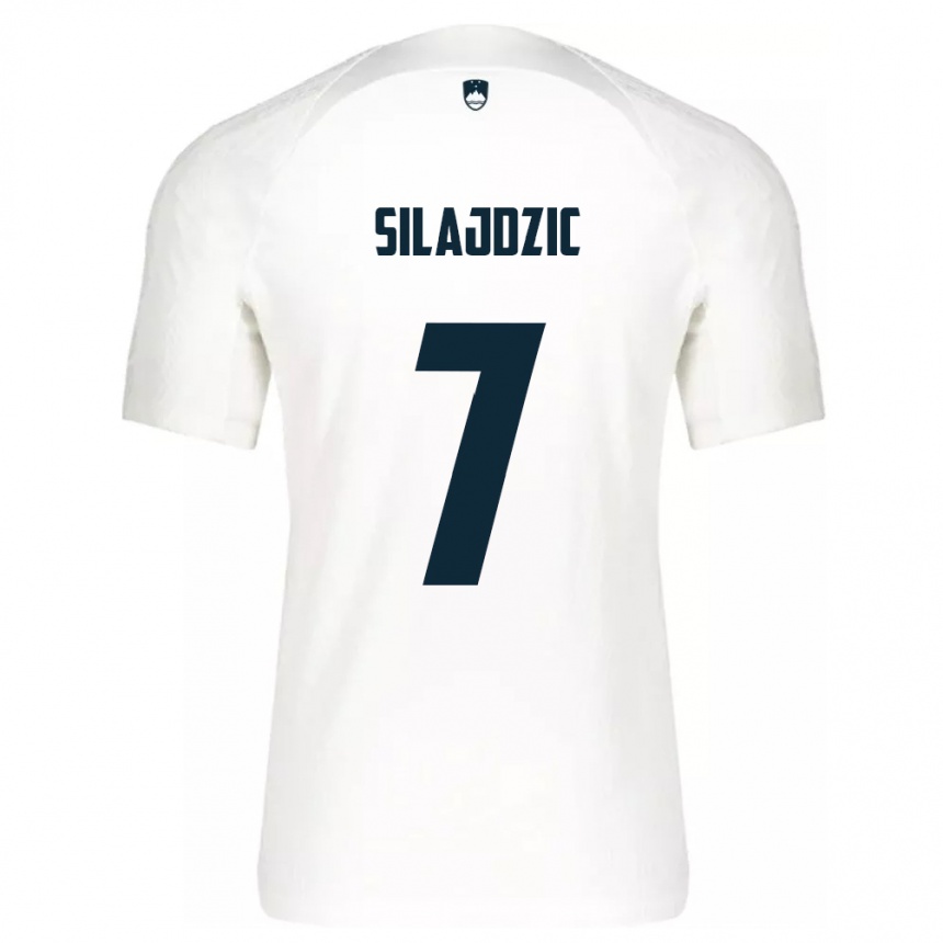 Niño Fútbol Camiseta Eslovenia Riad Silajdzic #7 Blanco 1ª Equipación 24-26