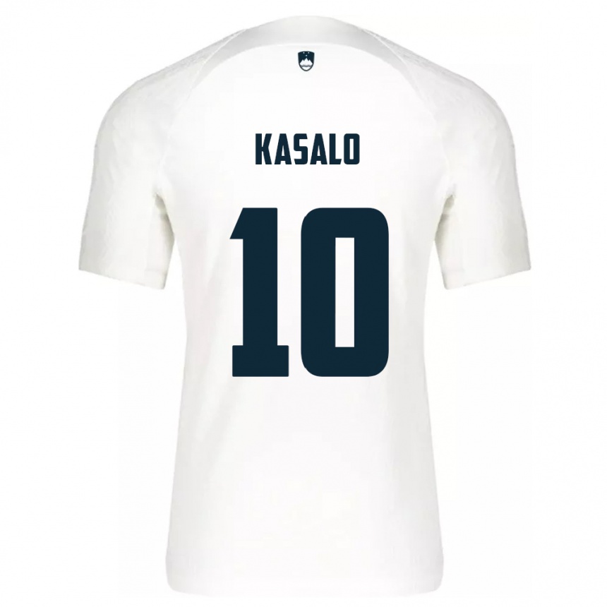 Niño Fútbol Camiseta Eslovenia Niko Kasalo #10 Blanco 1ª Equipación 24-26