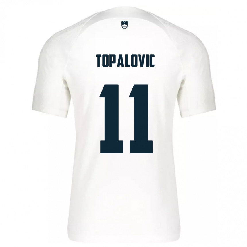 Niño Fútbol Camiseta Eslovenia Luka Topalovic #11 Blanco 1ª Equipación 24-26