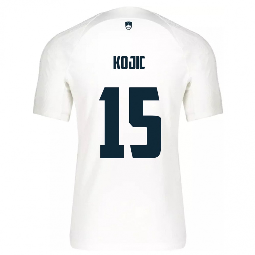 Niño Fútbol Camiseta Eslovenia Dino Kojic #15 Blanco 1ª Equipación 24-26