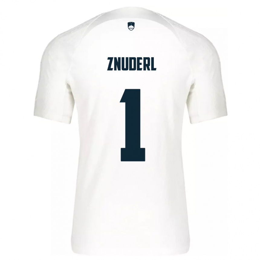 Niño Fútbol Camiseta Eslovenia Tai Znuderl #1 Blanco 1ª Equipación 24-26