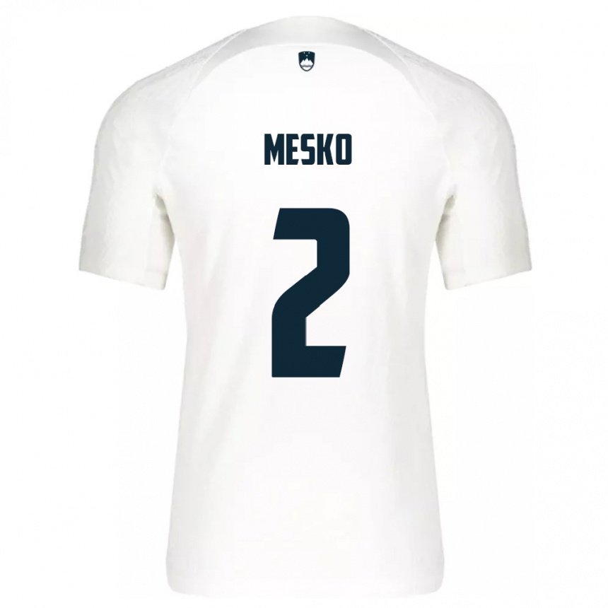 Niño Fútbol Camiseta Eslovenia Zan Mesko #2 Blanco 1ª Equipación 24-26