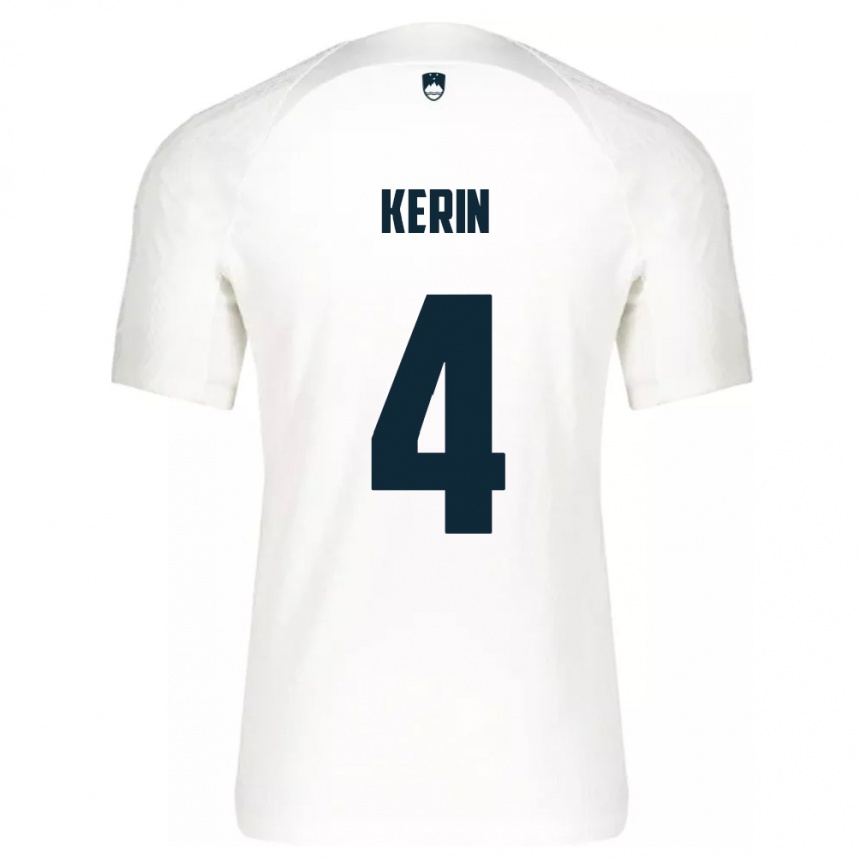 Niño Fútbol Camiseta Eslovenia Mark Kerin #4 Blanco 1ª Equipación 24-26