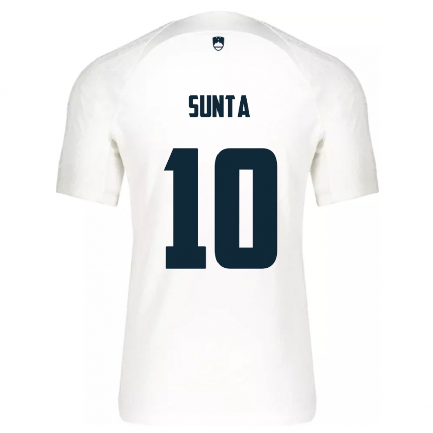 Niño Fútbol Camiseta Eslovenia Sven Sunta #10 Blanco 1ª Equipación 24-26