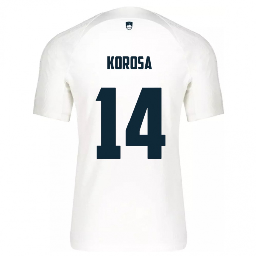 Niño Fútbol Camiseta Eslovenia Anej Koroša #14 Blanco 1ª Equipación 24-26